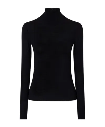 Carolina Herrera Wool And Silk-blend Turtleneck Sweater In Black