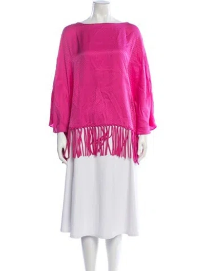 Pre-owned Carolina Herrera Wool Bateau Neckline Blouse In Pink