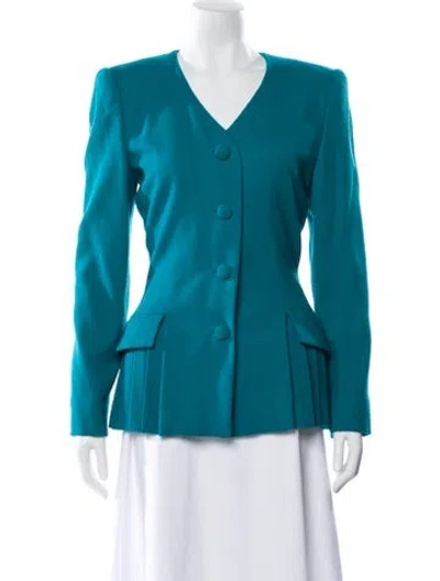 Pre-owned Carolina Herrera Wool Blazer In Blue