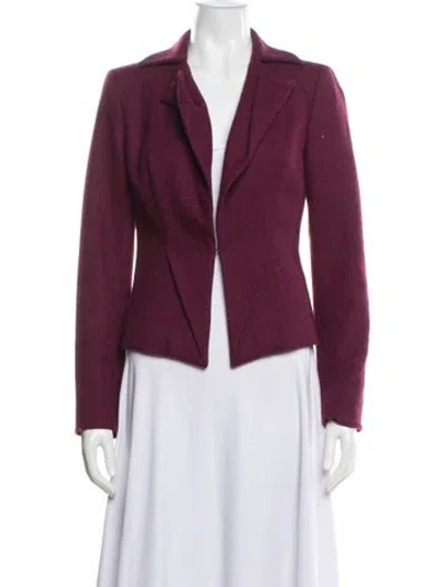 Pre-owned Carolina Herrera Wool Blazer In Burgundy