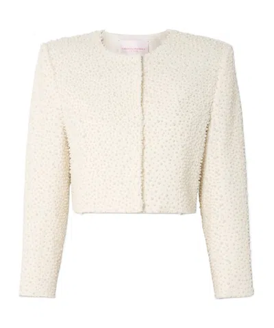 Carolina Herrera Wool Blend Crepe Coat In White