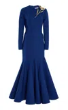 Carolina Herrera Wool-blend Midi Dress In Navy