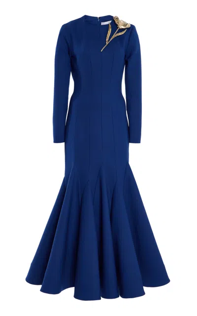 Carolina Herrera Wool-blend Midi Dress In Navy