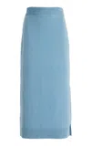 Carolina Herrera Wool-blend Midi Skirt In Blue