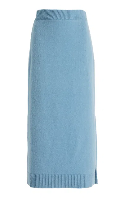 Carolina Herrera Wool-blend Midi Skirt In Blue