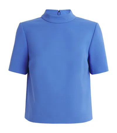 Carolina Herrera Wool-blend Mock-neck Top In Blue
