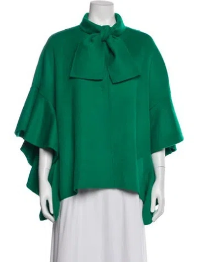 Pre-owned Carolina Herrera Wool Cape In Green