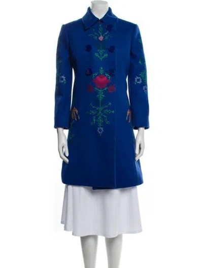 Pre-owned Carolina Herrera Wool Coat In Blue
