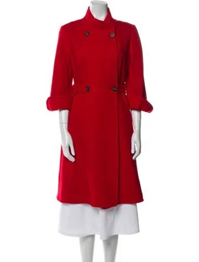 Pre-owned Carolina Herrera Wool Coat In Red