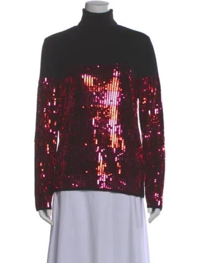 Pre-owned Carolina Herrera Wool Colorblock Pattern Sweater In Black