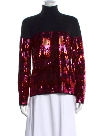 Pre-owned Carolina Herrera Wool Colorblock Pattern Sweater In Red