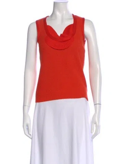 Pre-owned Carolina Herrera Wool Cowl Neck Sweater In Orange