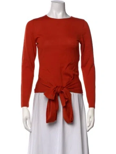 Pre-owned Carolina Herrera Wool Crew Neck Top In Orange