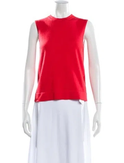 Pre-owned Carolina Herrera Wool Crew Neck Top In Red