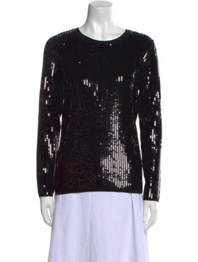 Pre-owned Carolina Herrera Wool Crew Neck Top W/ Tags In Black