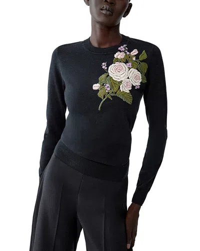 Carolina Herrera Wool Embroidered Sweater In Gray