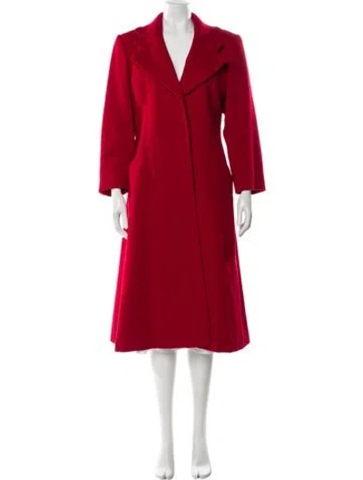 Pre-owned Carolina Herrera Wool Faux Fur Coat In Red
