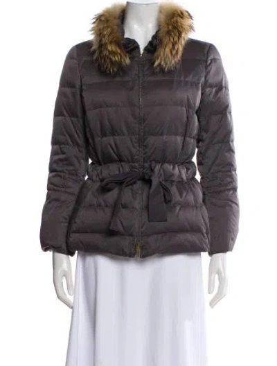 Pre-owned Carolina Herrera Wool Faux Fur Jacket In Gray