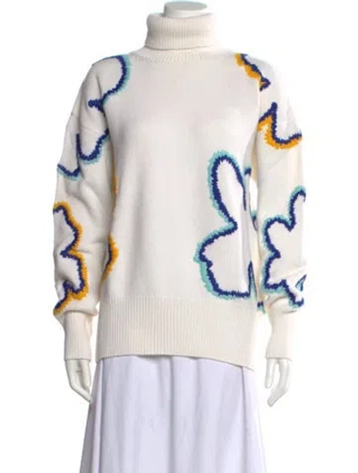 Pre-owned Carolina Herrera Wool Graphic Print Sweater W/ Tags In Neutral