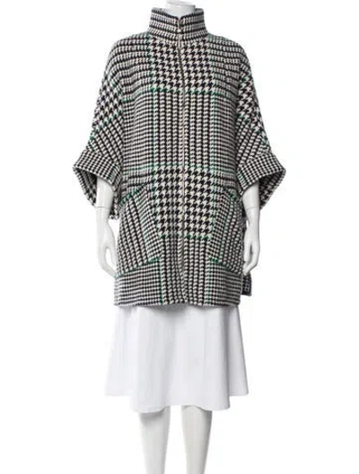 Pre-owned Carolina Herrera Wool Houndstooth Print Jacket In Multi
