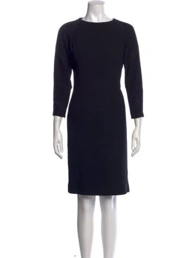 Pre-owned Carolina Herrera Wool Knee-length Dress In Black