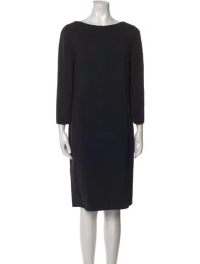 Pre-owned Carolina Herrera Wool Knee-length Dress In Black