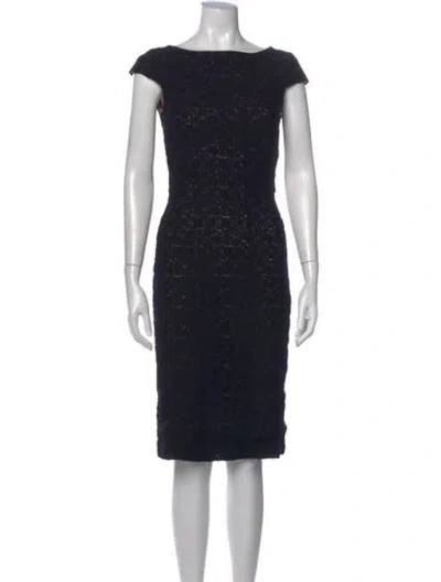 Pre-owned Carolina Herrera Wool Knee-length Dress In Black