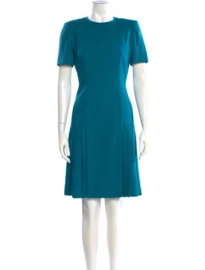 Pre-owned Carolina Herrera Wool Knee-length Dress In Blue
