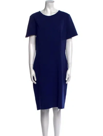 Pre-owned Carolina Herrera Wool Knee-length Dress In Blue