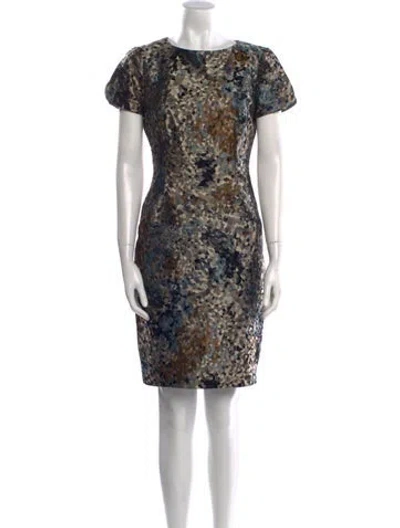 Pre-owned Carolina Herrera Wool Knee-length Dress In Blue