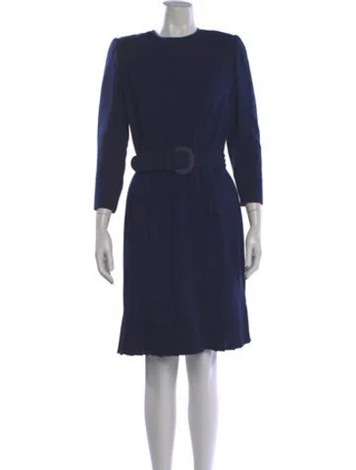 Pre-owned Carolina Herrera Wool Knee-length Dress In Blue