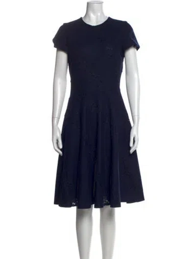 Pre-owned Carolina Herrera Wool Knee-length Dress In Blue
