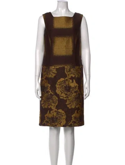 Pre-owned Carolina Herrera Wool Knee-length Dress In Brown