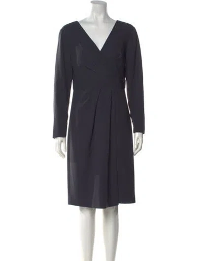 Pre-owned Carolina Herrera Wool Knee-length Dress In Gray