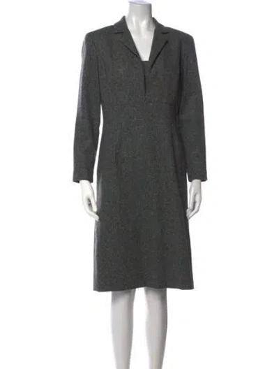 Pre-owned Carolina Herrera Wool Knee-length Dress In Grey