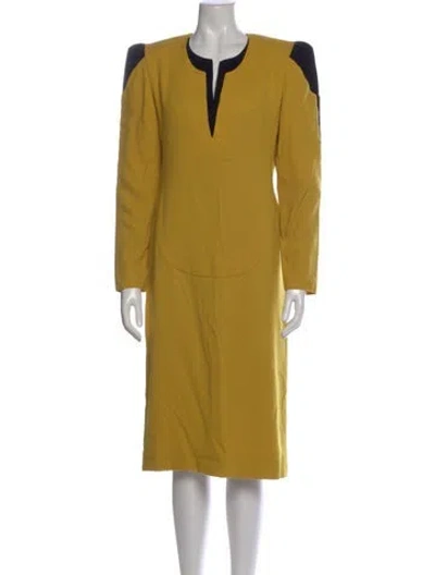 Pre-owned Carolina Herrera Wool Knee-length Dress In Multi