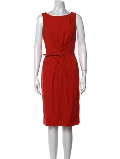 Pre-owned Carolina Herrera Wool Knee-length Dress In Orange