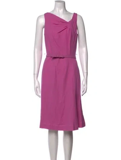 Pre-owned Carolina Herrera Wool Knee-length Dress In Purple