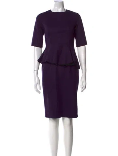 Pre-owned Carolina Herrera Wool Knee-length Dress In Purple