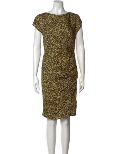 Pre-owned Carolina Herrera Wool Knee-length Dress In Yellow