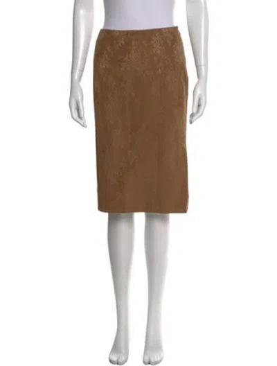 Pre-owned Carolina Herrera Wool Knee-length Skirt In Brown