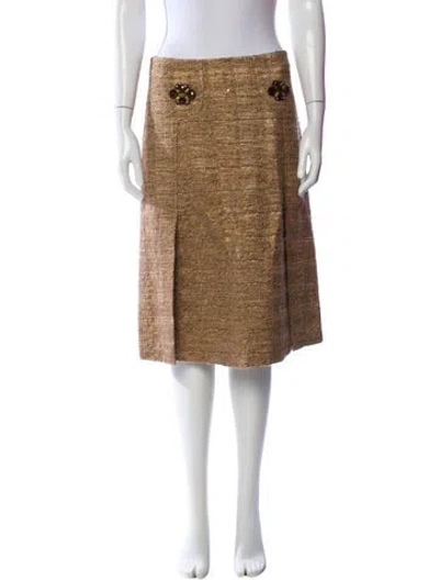 Pre-owned Carolina Herrera Wool Knee-length Skirt In Brown