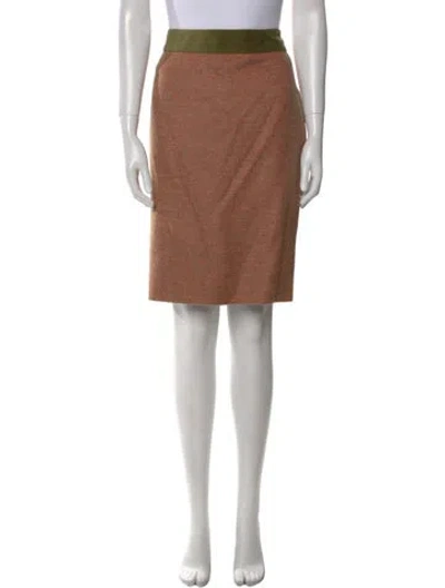 Pre-owned Carolina Herrera Wool Knee-length Skirt In Orange