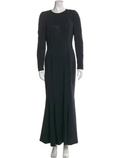 Pre-owned Carolina Herrera Wool Long Dress In Black