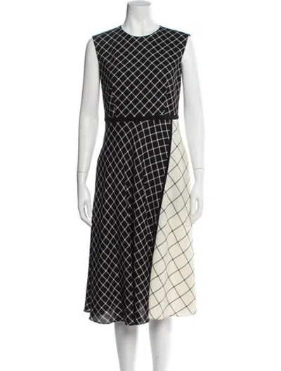 Pre-owned Carolina Herrera Wool Midi Length Dress In Black