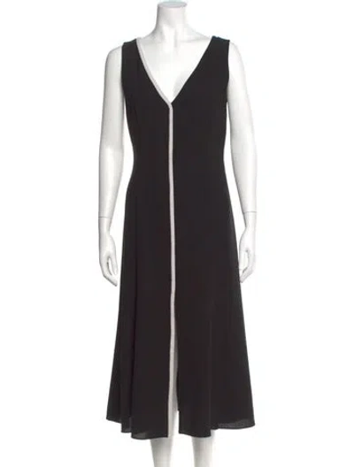 Pre-owned Carolina Herrera Wool Midi Length Dress In Black