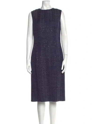 Pre-owned Carolina Herrera Wool Midi Length Dress In Blue