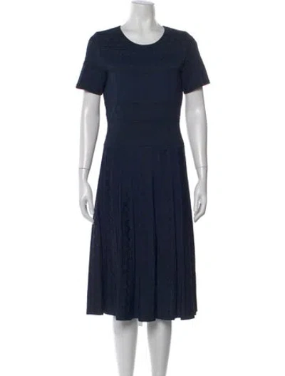 Pre-owned Carolina Herrera Wool Midi Length Dress In Blue
