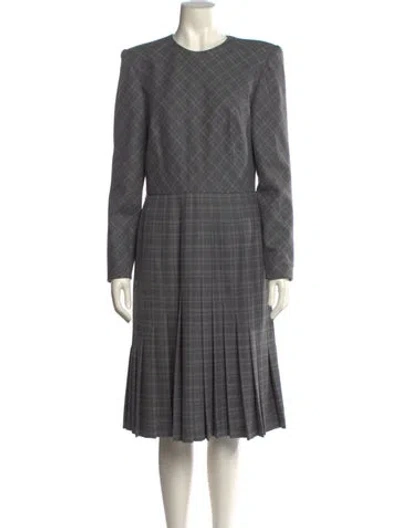 Pre-owned Carolina Herrera Wool Midi Length Dress In Gray