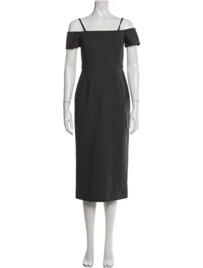 Pre-owned Carolina Herrera Wool Midi Length Dress In Gray